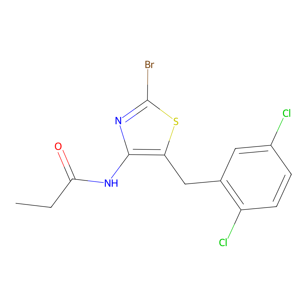 N-[2-bromo-5-(2,5-dichlorobenzyl)-1,3-thiazol-4-yl]propanamide molecular structure, CAS 852933-32-5