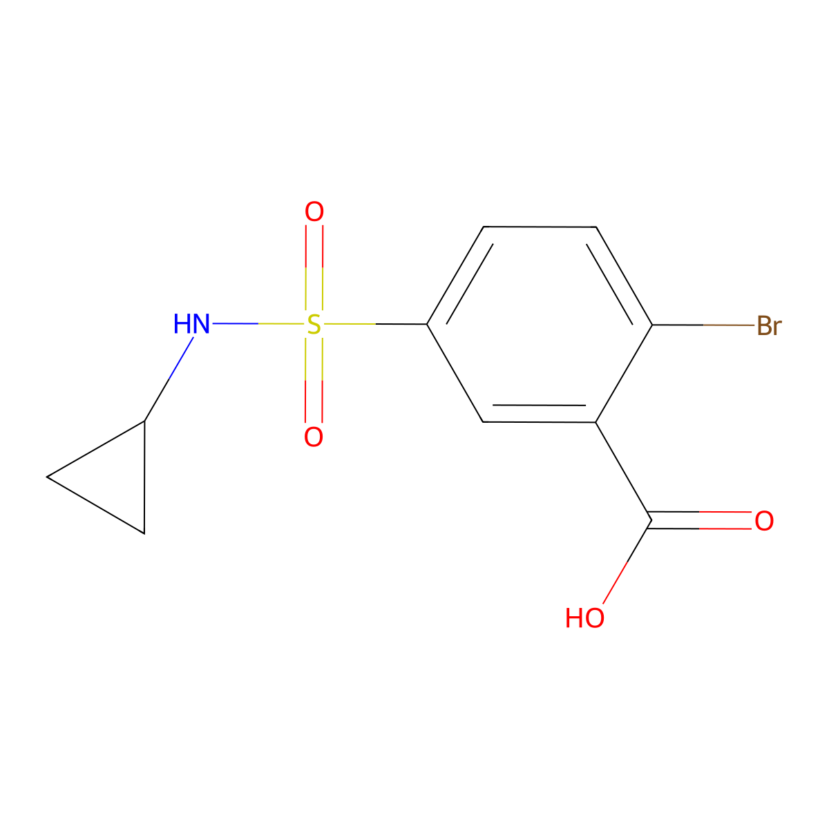 2-Bromo-5-(cyclopropylsulfamoyl)benzoic acid molecular structure, CAS 852933-48-3