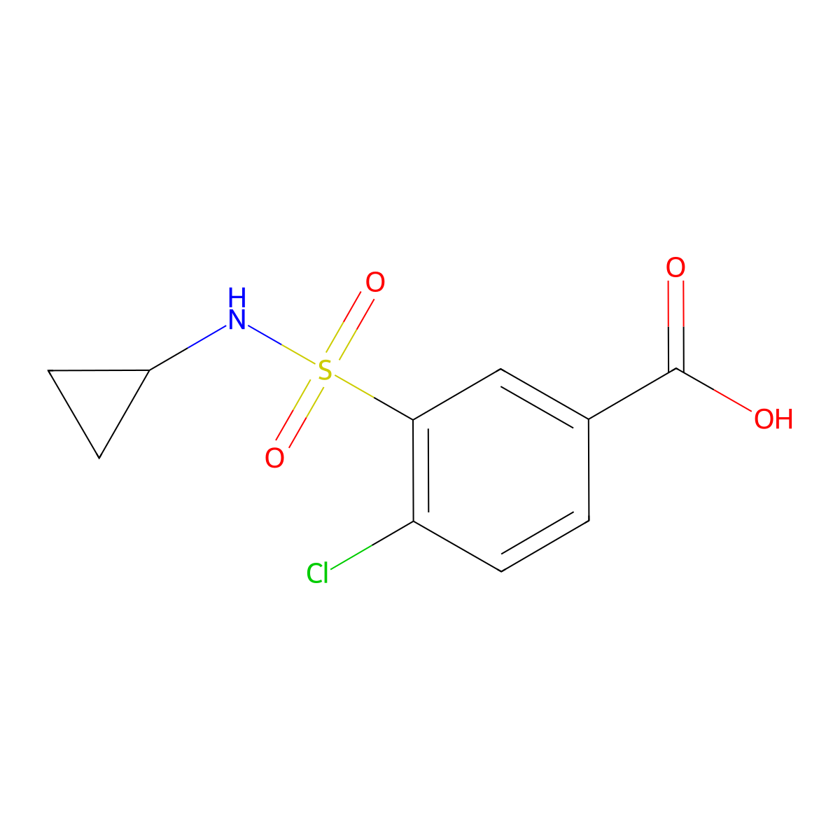 4-Chloro-3-(cyclopropylsulfamoyl)benzoic acid molecular structure, CAS 852933-49-4