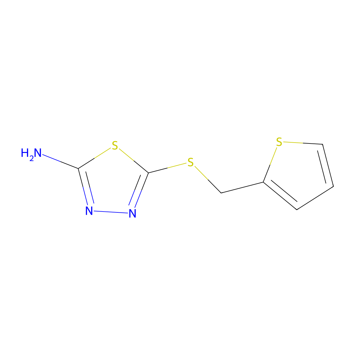 5-[(Thien-2-ylmethyl)thio]-1,3,4-thiadiazol-2-amine molecular structure, CAS 852933-95-0