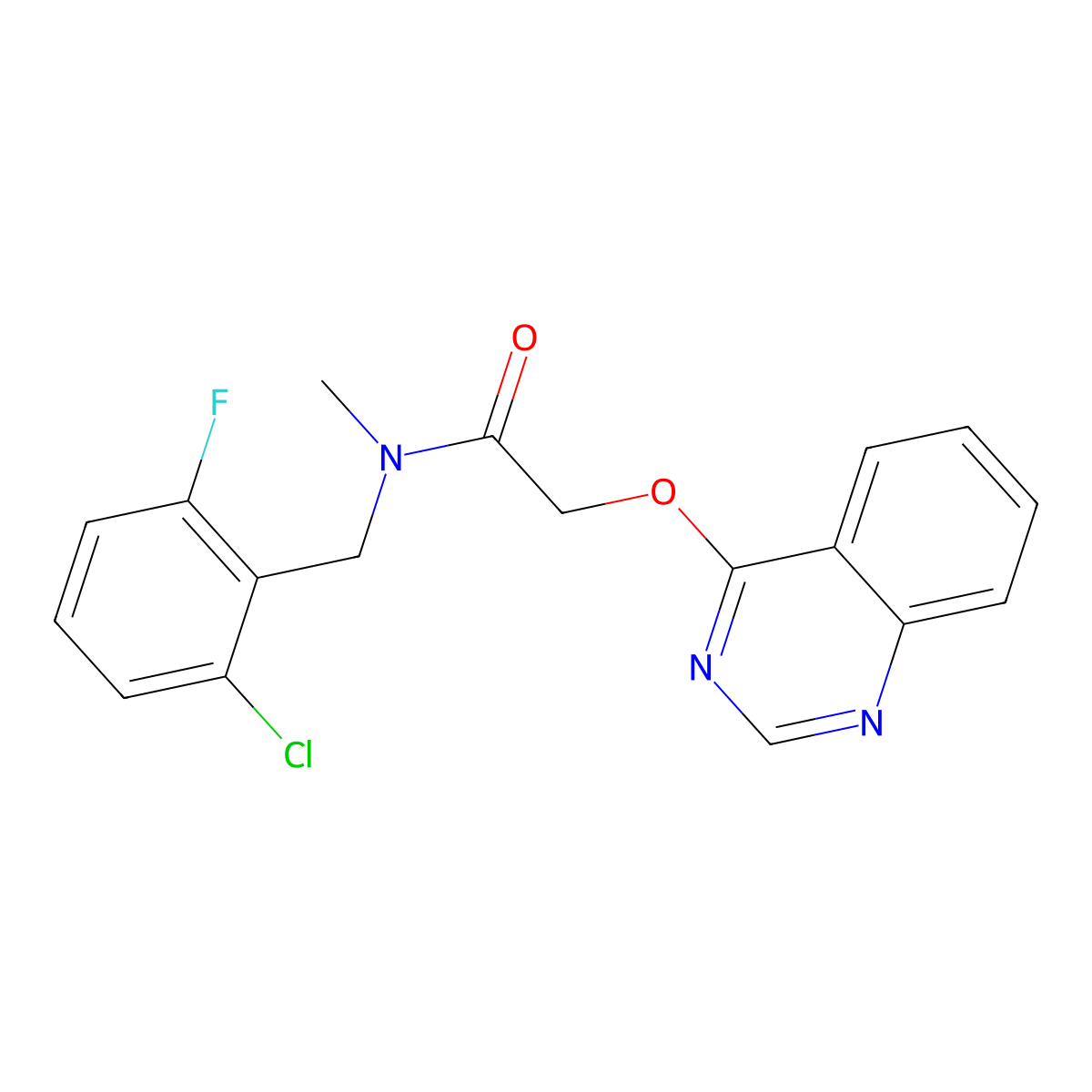 N-(2-Chloro-6-fluorobenzyl)-N-methyl-2-(quinazolin-4-yloxy)acetamide molecular structure, CAS 852934-91-9