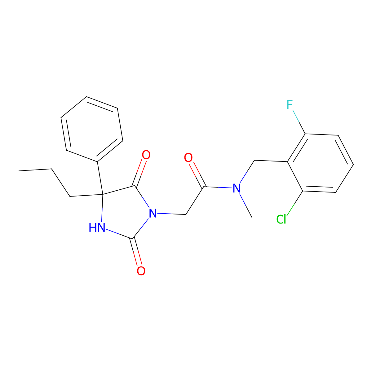 N-[(2-chloro-6-fluorophenyl)methyl]-2-(2,5-dioxo-4-phenyl-4-propylimidazolidin-1-yl)-N-methylacetamide molecular structure, CAS 852935-07-0