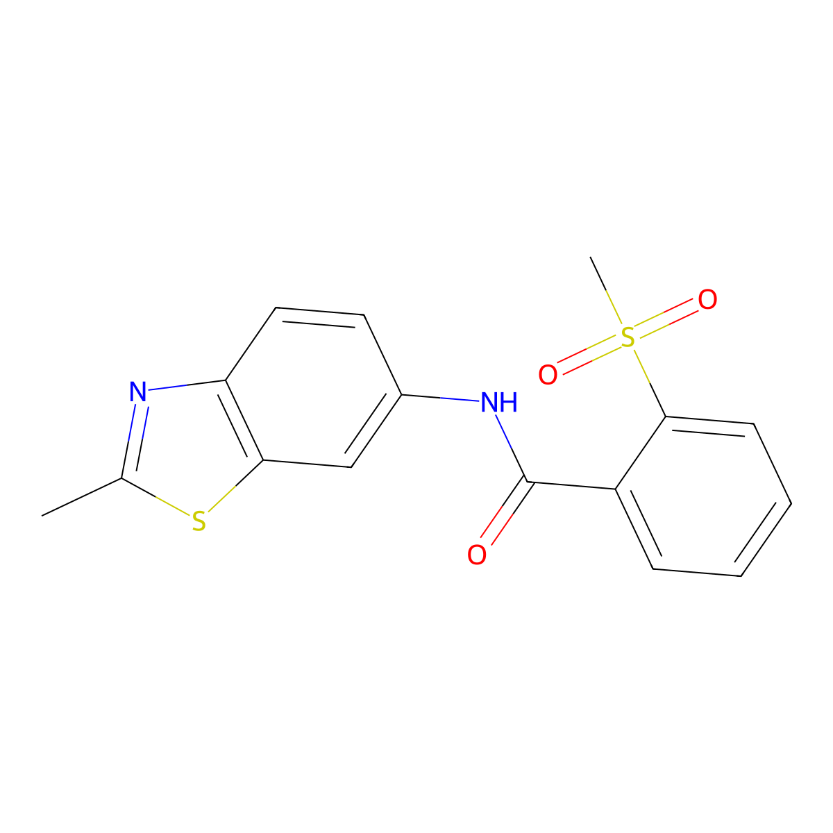 2-methanesulfonyl-N-(2-methyl-1,3-benzothiazol-6-yl)benzamide molecular structure, CAS 852935-59-2