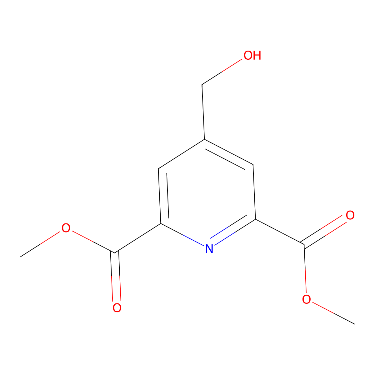 Dimethyl 4-(hydroxymethyl)pyridine-2,6-dicarboxylate molecular structure, CAS 852936-60-8