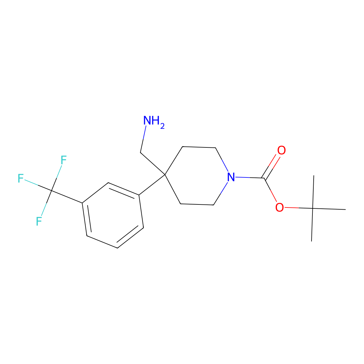 Tert-butyl 4-(aminomethyl)-4-[3-(trifluoromethyl)phenyl]piperidine-1-carboxylate molecular structure, CAS 852937-43-0