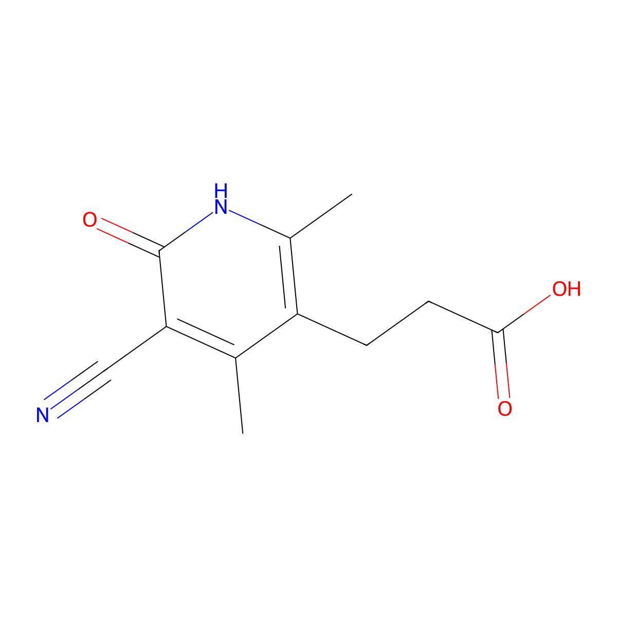 3-(5-Cyano-2,4-dimethyl-6-oxo-1,6-dihydropyridin-3-yl)propanoic acid molecular structure, CAS 852940-47-7