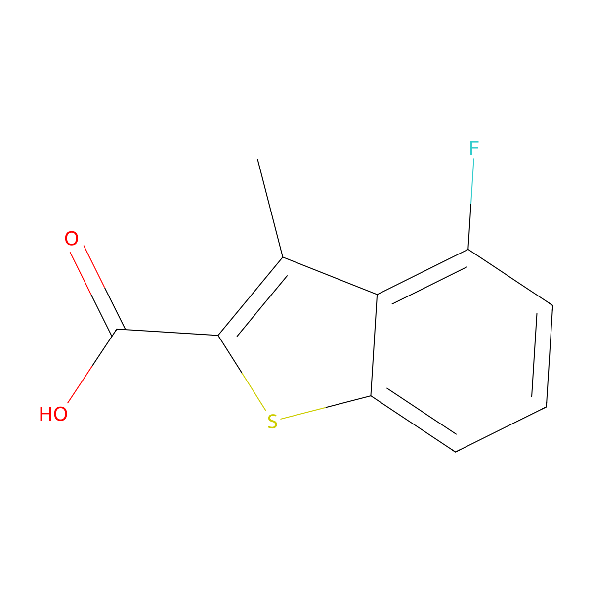 4-Fluoro-3-methyl-1-benzothiophene-2-carboxylic acid molecular structure, CAS 852940-49-9