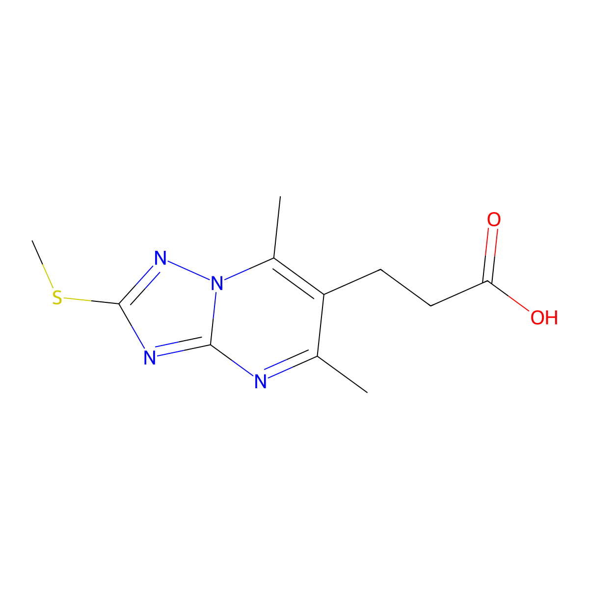 3-[5,7-Dimethyl-2-(methylsulfanyl)-[1,2,4]triazolo[1,5-a]pyrimidin-6-yl]propanoic acid molecular structure, CAS 852940-50-2