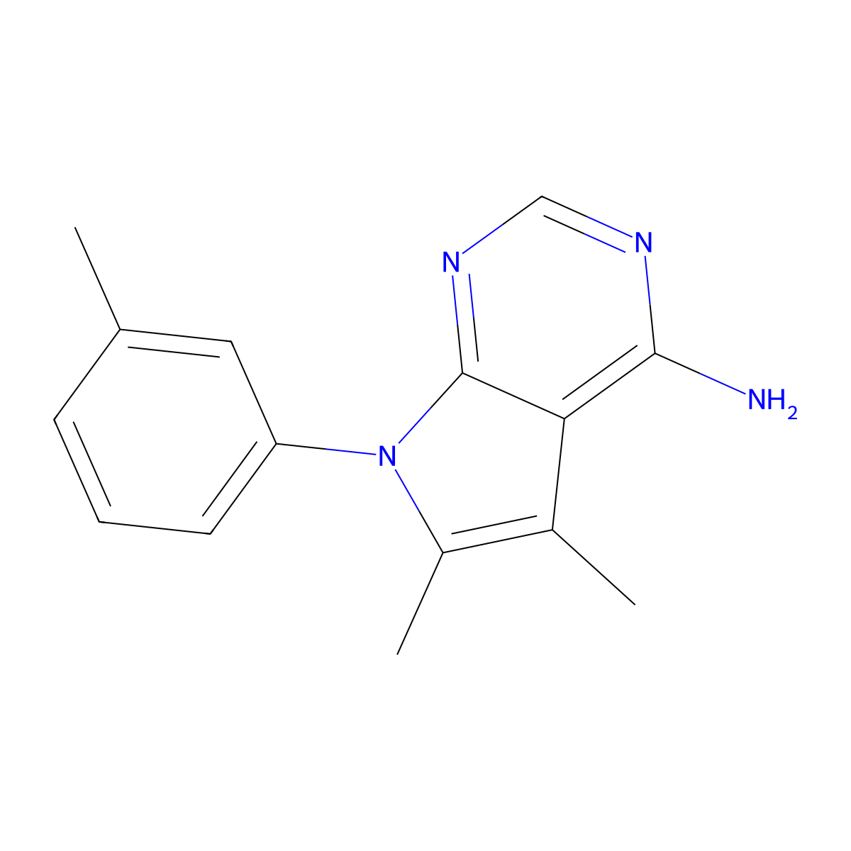 5,6-dimethyl-7-(3-methylphenyl)-7H-pyrrolo[2,3-d]pyrimidin-4-amine molecular structure, CAS 852940-52-4