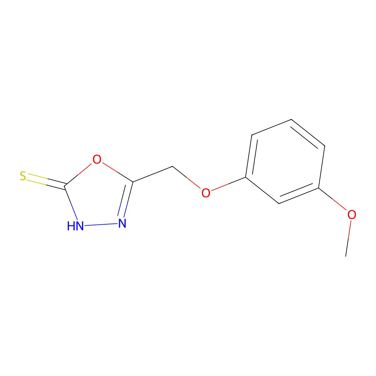 5-[(3-Methoxyphenoxy)methyl]-1,3,4-oxadiazole-2-thiol molecular structure, CAS 852940-53-5