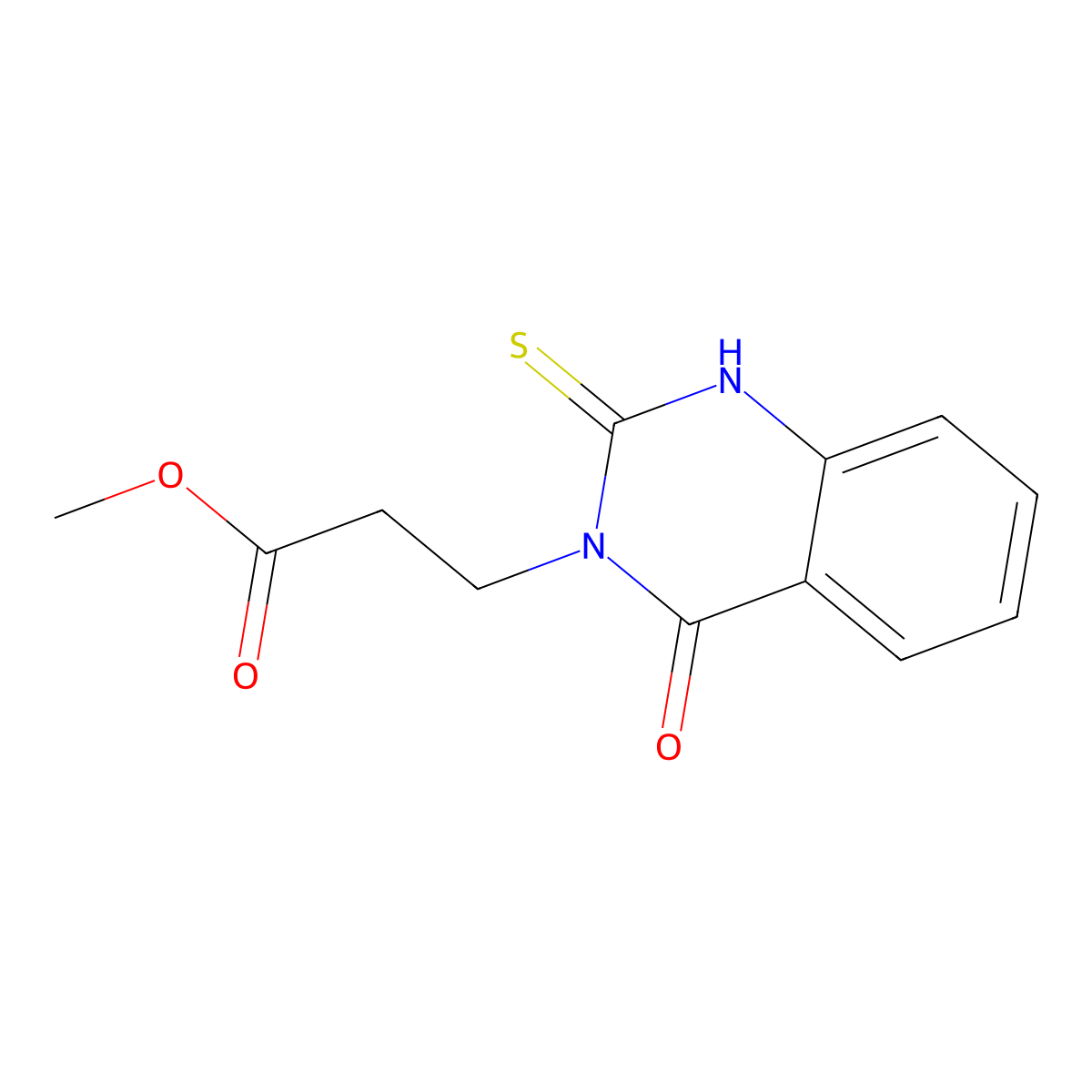 Methyl 3-(4-oxo-2-sulfanyl-3,4-dihydroquinazolin-3-yl)propanoate molecular structure, CAS 852940-55-7