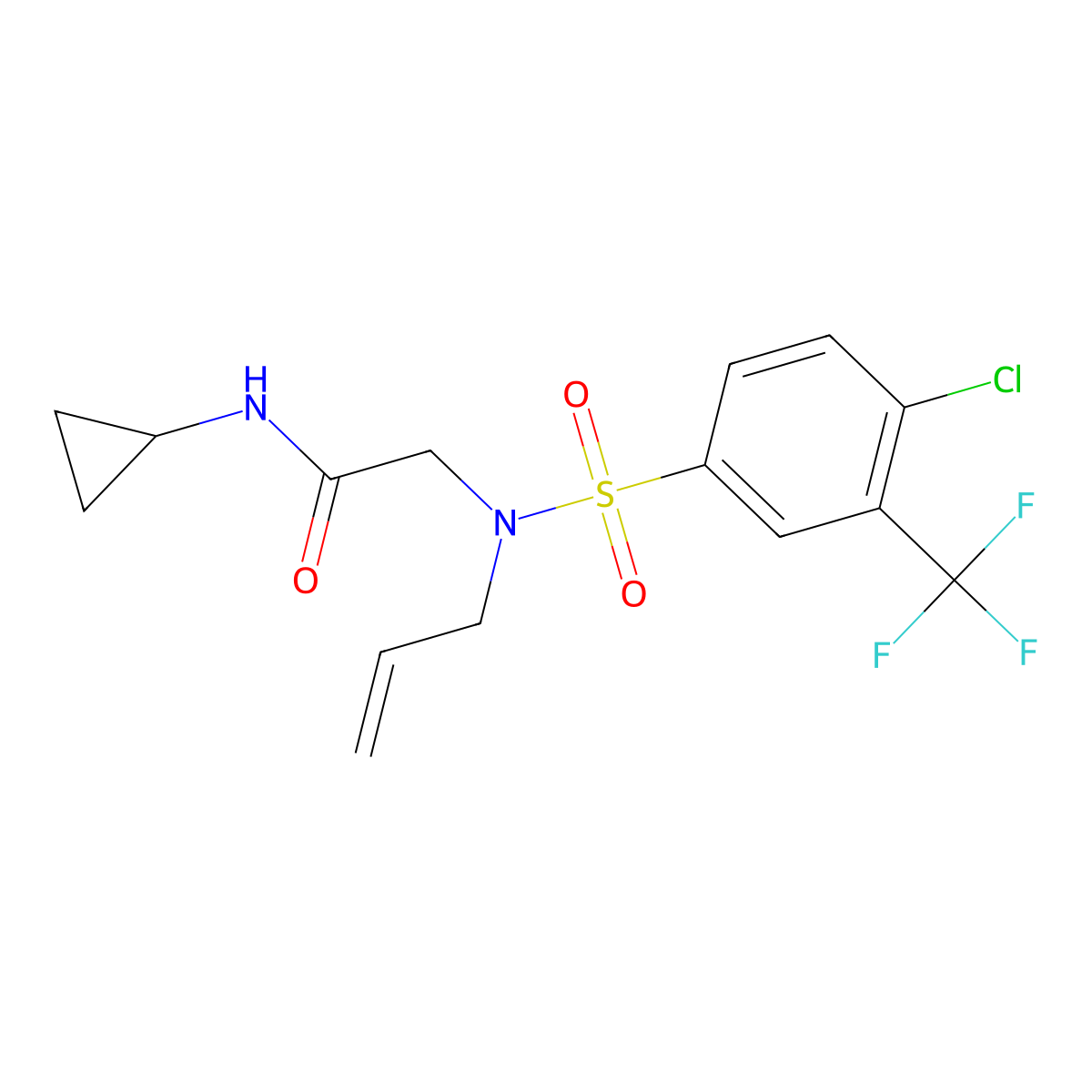 2-((N-Allyl-4-chloro-3-(trifluoromethyl)phenyl)sulfonamido)-N-cyclopropylacetamide molecular structure, CAS 852941-46-9