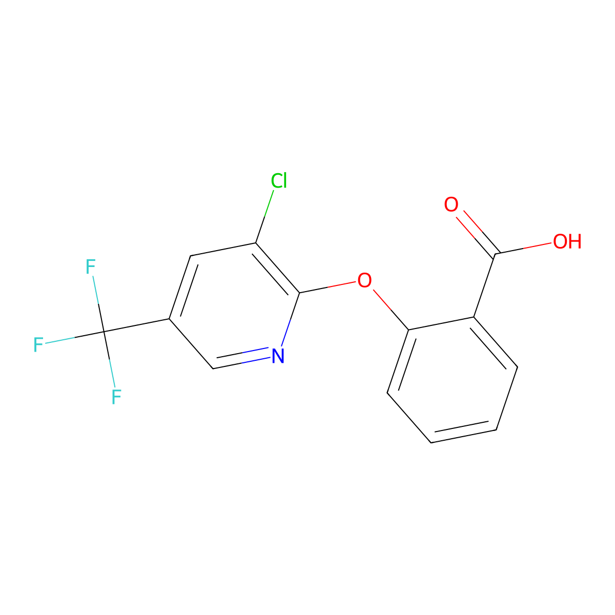 2-{[3-Chloro-5-(trifluoromethyl)pyridin-2-yl]oxy}benzoic acid molecular structure, CAS 852952-20-6