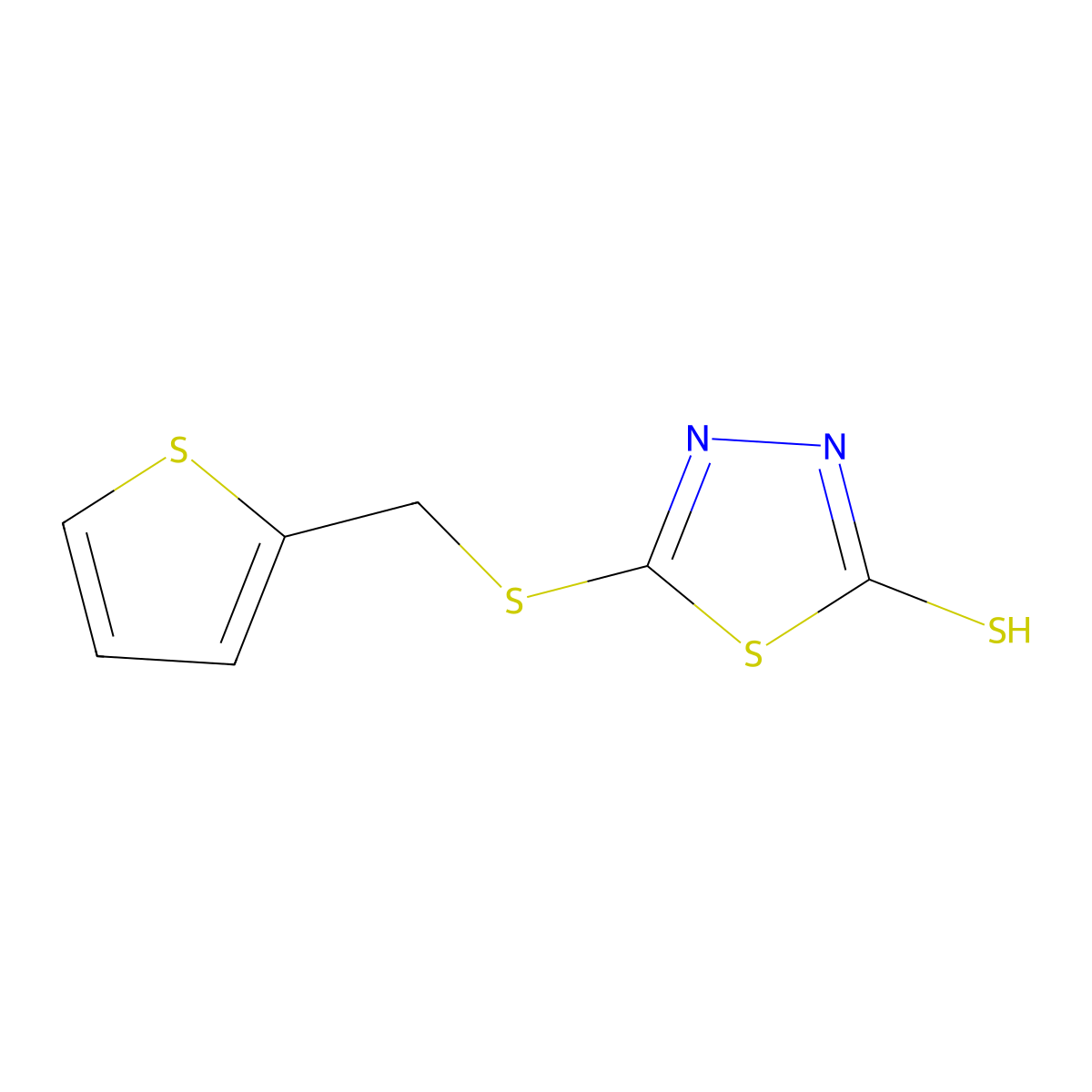 5-[(Thiophen-2-ylmethyl)sulfanyl]-1,3,4-thiadiazole-2-thiol molecular structure, CAS 852956-31-1