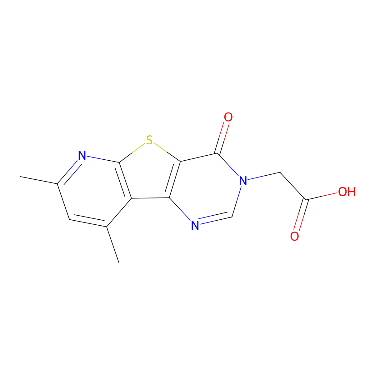 2-{11,13-Dimethyl-6-oxo-8-thia-3,5,10-triazatricyclo[7.4.0.0,2,7]trideca-1(13),2(7),3,9,11-pentaen-5-yl}acetic acid molecular structure, CAS 852956-33-3