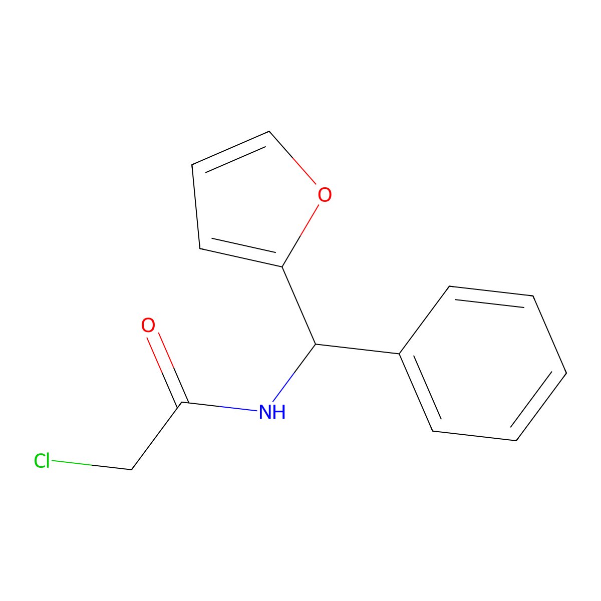 2-chloro-N-[furan-2-yl(phenyl)methyl]acetamide molecular structure, CAS 852956-34-4