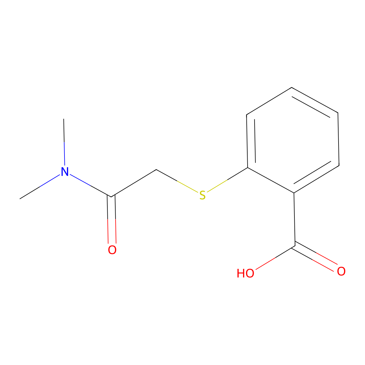 2-{[(Dimethylcarbamoyl)methyl]sulfanyl}benzoic acid molecular structure, CAS 852956-38-8
