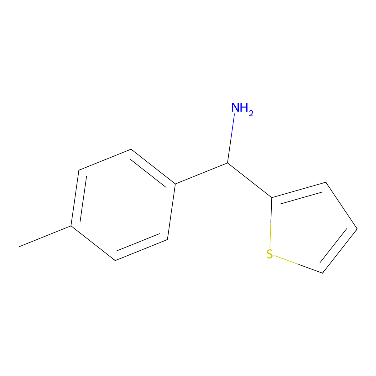 Thiophen-2-yl(p-tolyl)methanamine molecular structure, CAS 852956-40-2