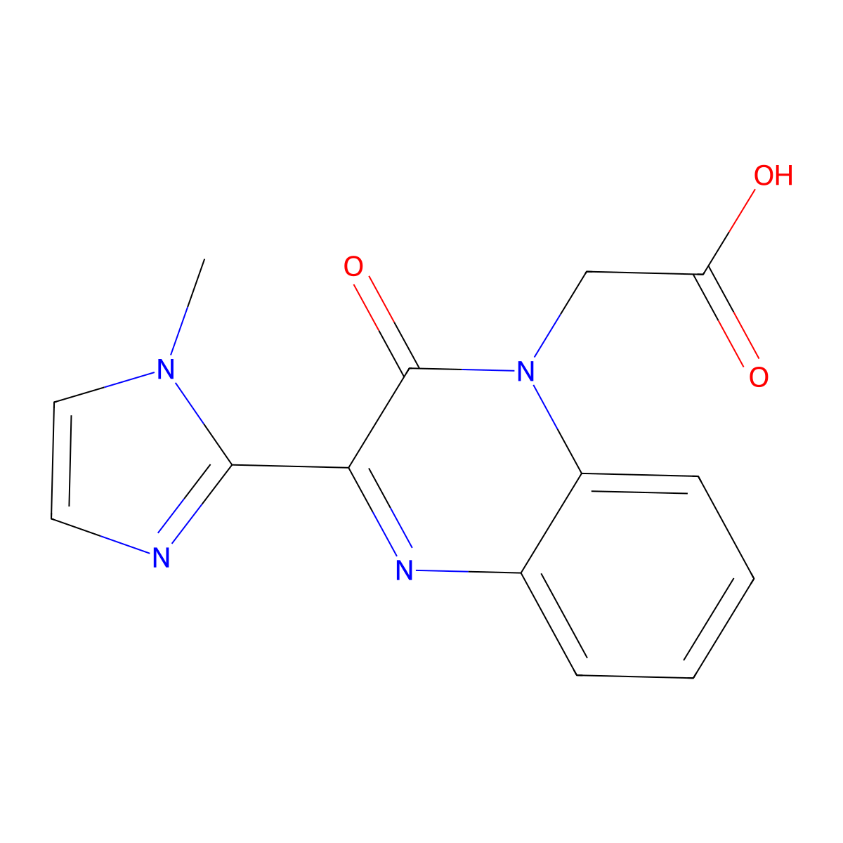 2-[3-(1-methyl-1H-imidazol-2-yl)-2-oxo-1,2-dihydroquinoxalin-1-yl]acetic acid molecular structure, CAS 852956-42-4
