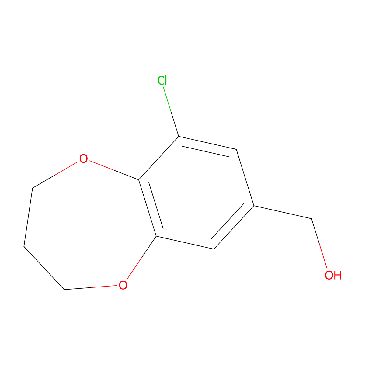 (9-chloro-3,4-dihydro-2H-1,5-benzodioxepin-7-yl)methanol molecular structure, CAS 852956-43-5
