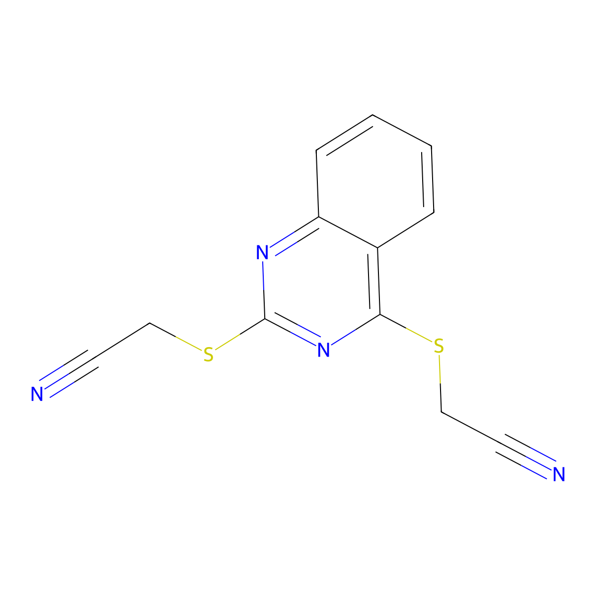 2-({2-[(Cyanomethyl)sulfanyl]quinazolin-4-yl}sulfanyl)acetonitrile molecular structure, CAS 852957-06-3
