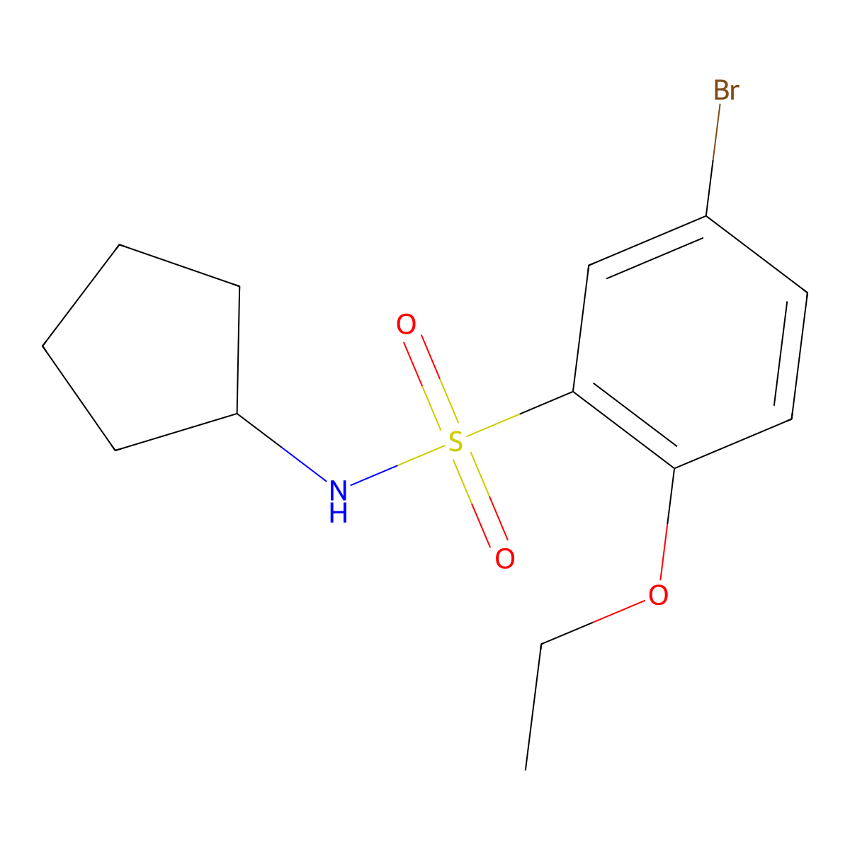 5-bromo-N-cyclopentyl-2-ethoxybenzenesulfonamide molecular structure, CAS 852958-66-8
