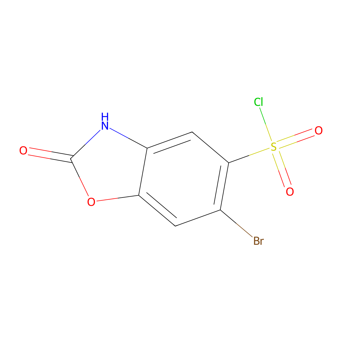 6-Bromo-2-oxo-2,3-dihydro-1,3-benzoxazole-5-sulfonyl chloride molecular structure, CAS 852998-84-6