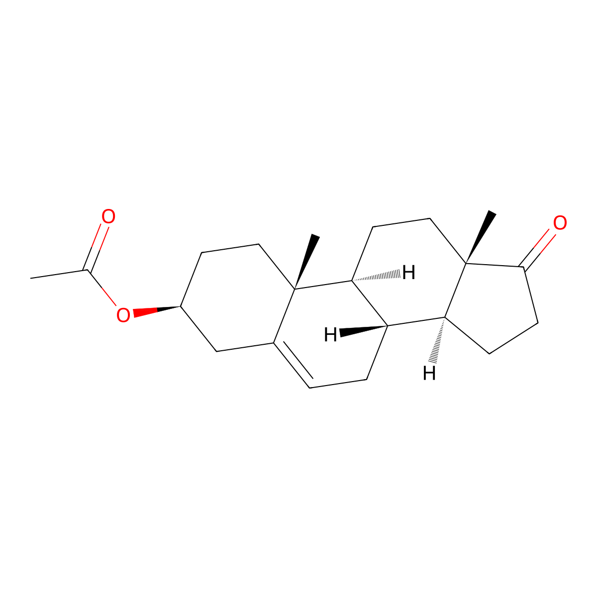 3beta-Acetoxyandrost-5-en-17-one molecular structure, CAS 853-23-6