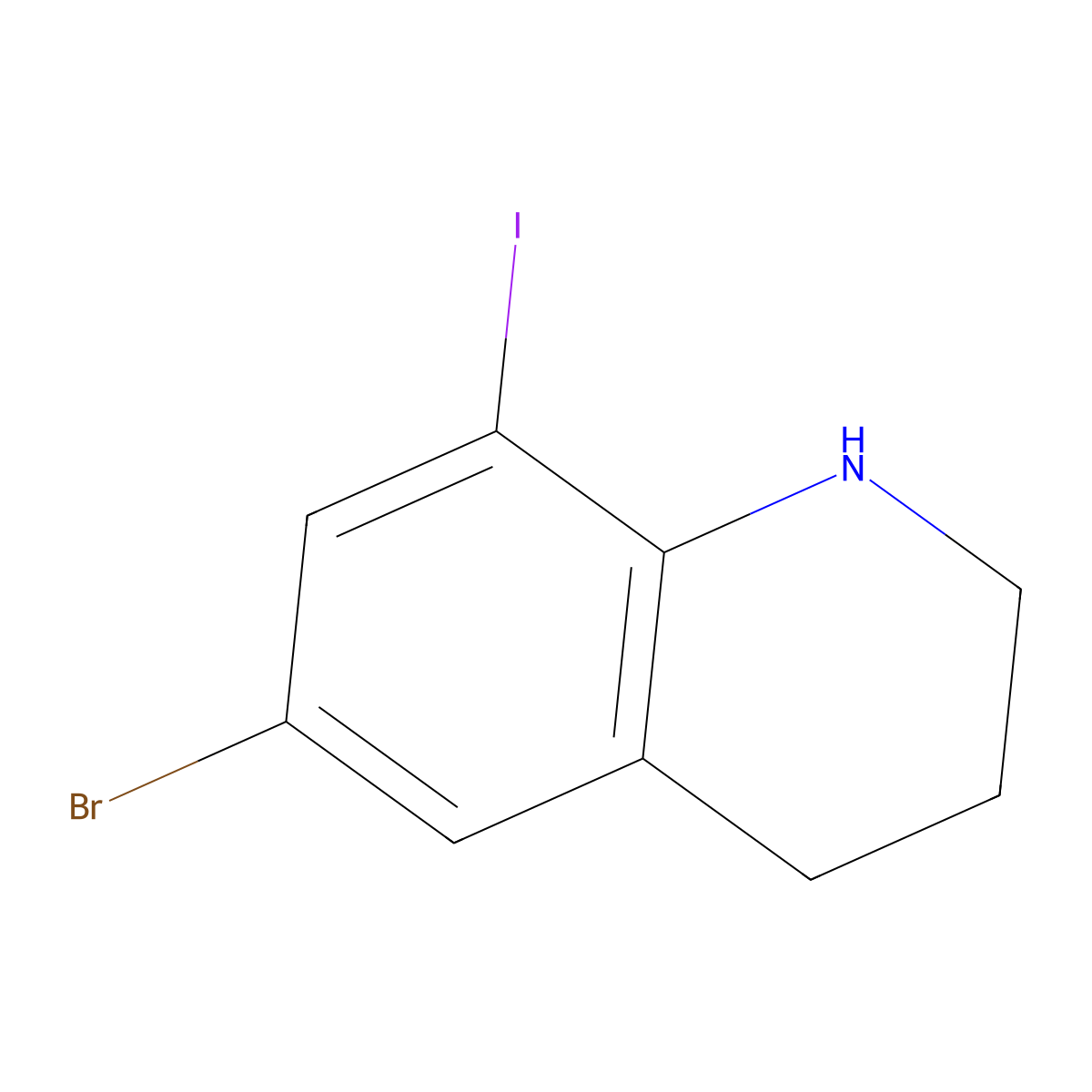 6-Bromo-8-iodo-1,2,3,4-tetrahydroquinoline molecular structure, CAS 853021-67-7