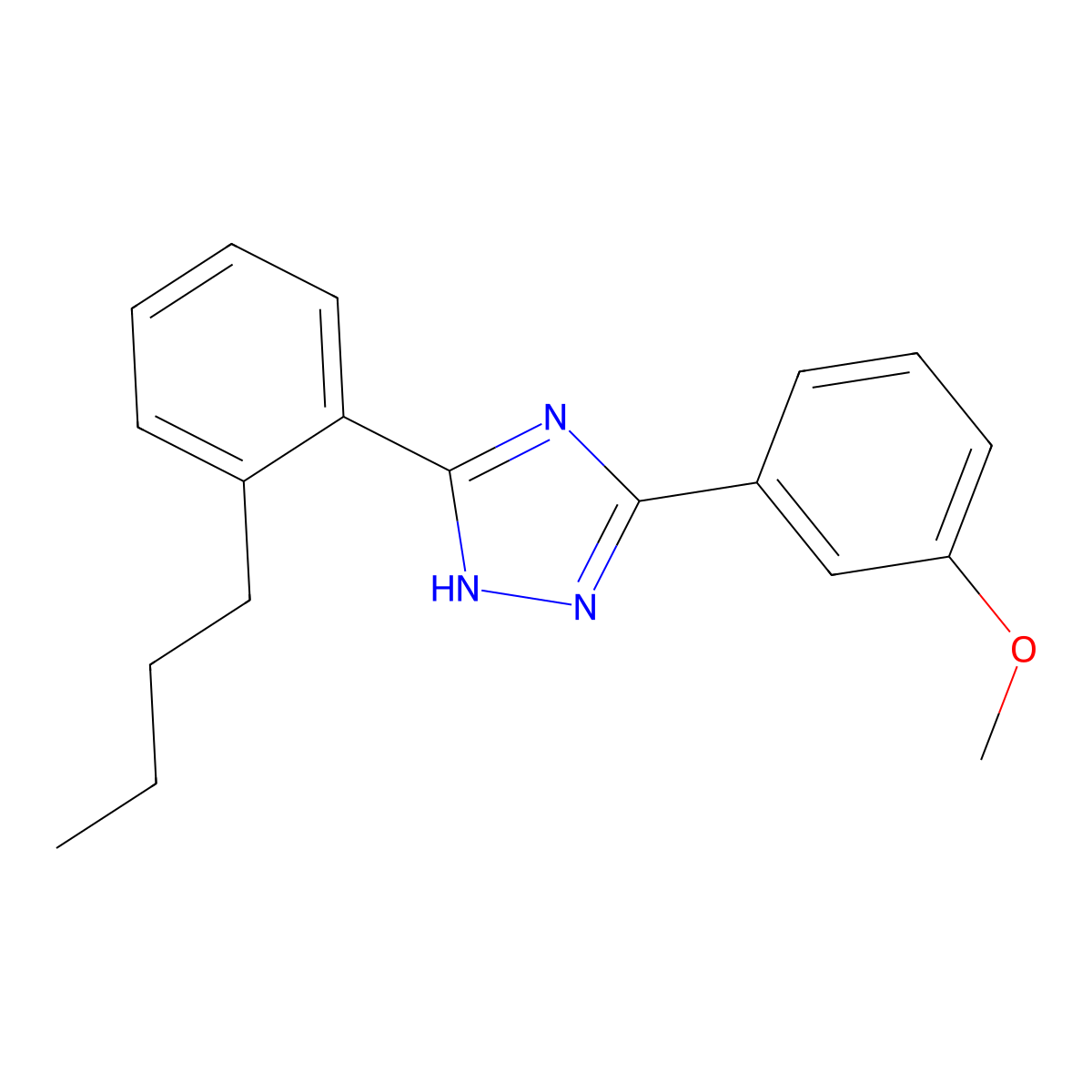 s-Triazole, 3-(o-butylphenyl)-5-(m-methoxyphenyl)- molecular structure, CAS 85303-89-5