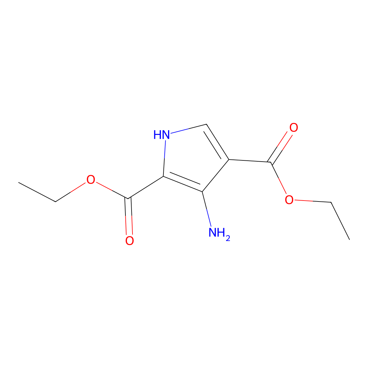 Diethyl 3-amino-1H-pyrrole-2,4-dicarboxylate molecular structure, CAS 853058-40-9