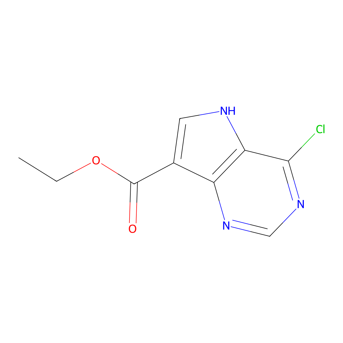 Ethyl 4-chloro-5H-pyrrolo[3,2-d]pyrimidine-7-carboxylate molecular structure, CAS 853058-42-1