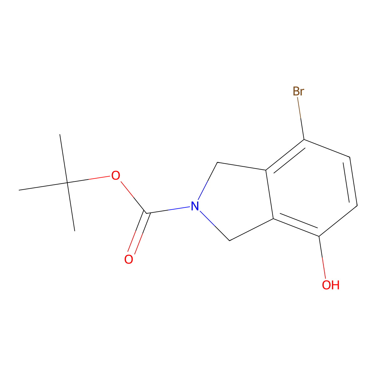 Tert-butyl 4-bromo-7-hydroxy-isoindoline-2-carboxylate molecular structure, CAS 853077-02-8