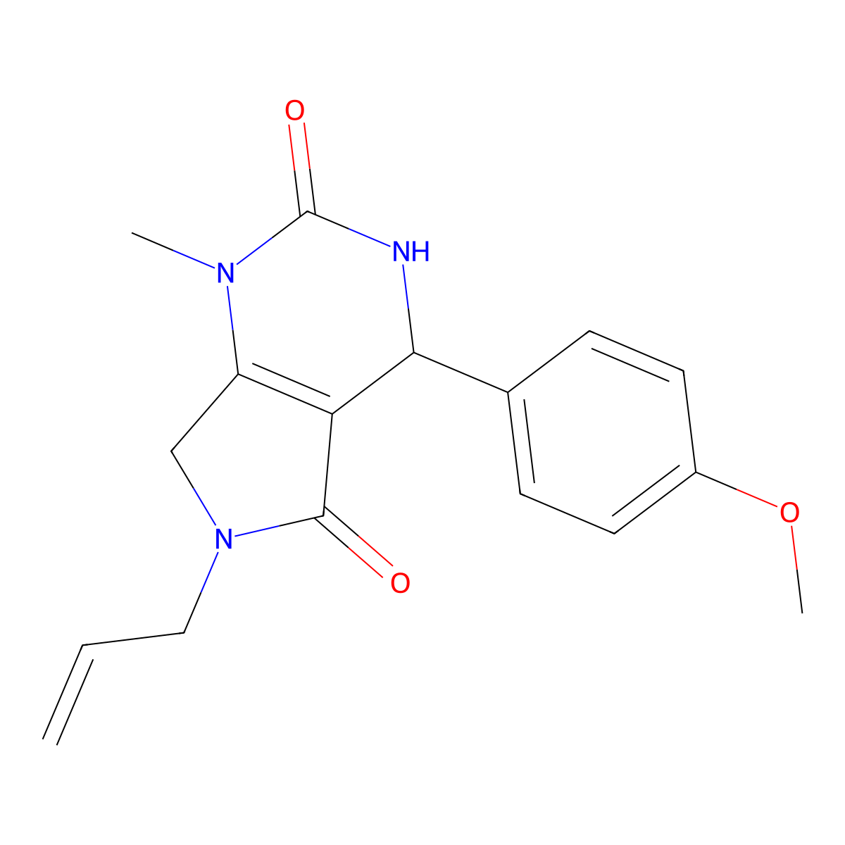 4-(4-methoxyphenyl)-1-methyl-6-(prop-2-en-1-yl)-1H,2H,3H,4H,5H,6H,7H-pyrrolo[3,4-d]pyrimidine-2,5-dione molecular structure, CAS 853080-61-2