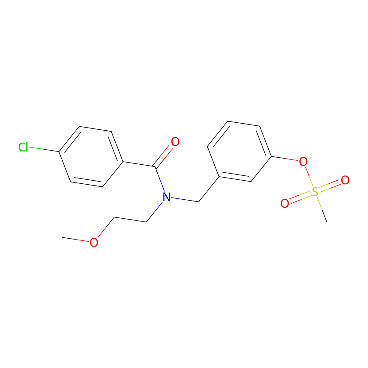 Mesyloxybenzyl methoxyethyl chlorobenzamide molecular structure, CAS 853081-53-5