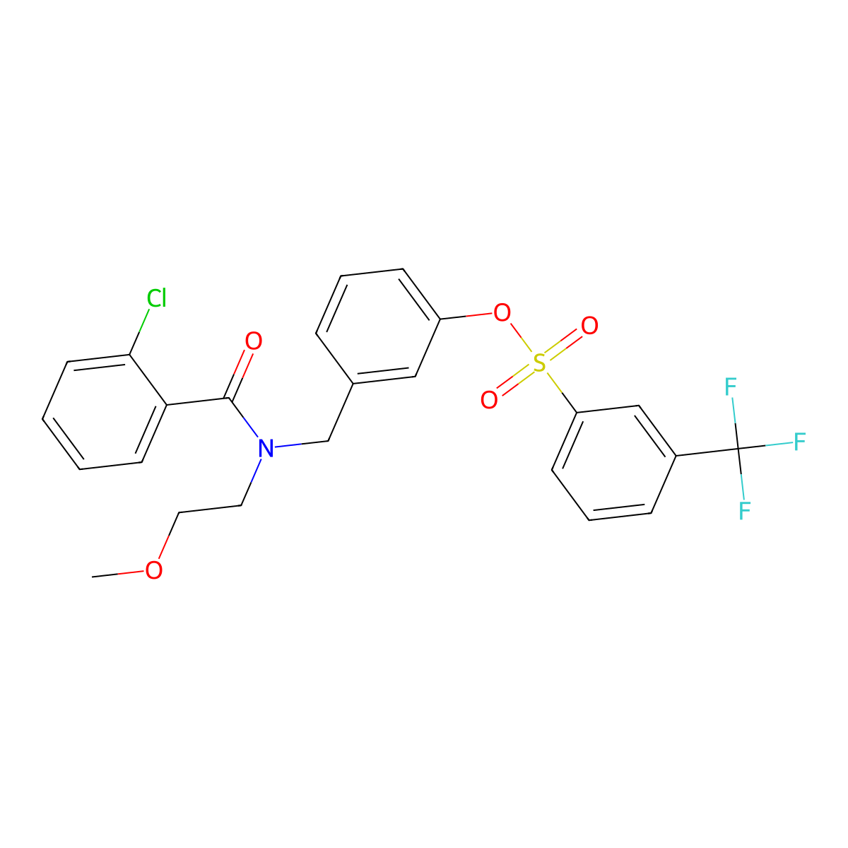 3-[[(2-Chlorobenzoyl)(2-methoxyethyl)amino]methyl]phenyl 3-(trifluoromethyl)benzenesulfonate molecular structure, CAS 853097-48-0