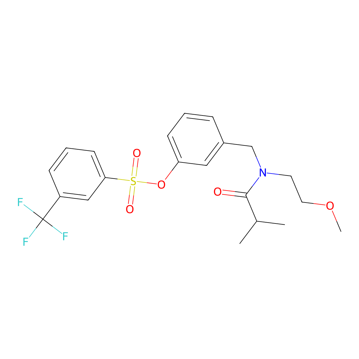 3-[[(2-Methoxyethyl)(2-methyl-1-oxopropyl)amino]methyl]phenyl 3-(trifluoromethyl)benzenesulfonate molecular structure, CAS 853097-50-4