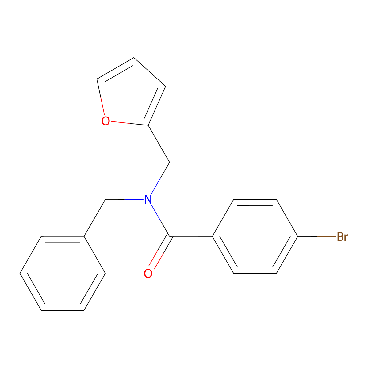 N-benzyl-4-bromo-N-(furan-2-ylmethyl)benzamide molecular structure, CAS 853103-63-6