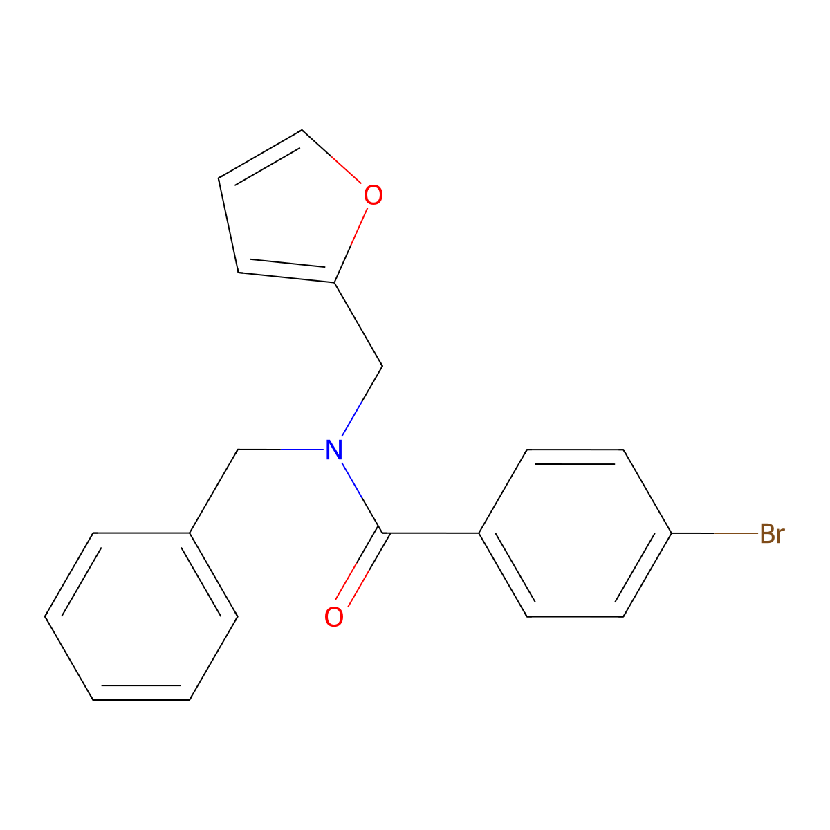 N-benzyl-4-bromo-N-(furan-2-ylmethyl)benzamide molecular structure, CAS 853103-63-6