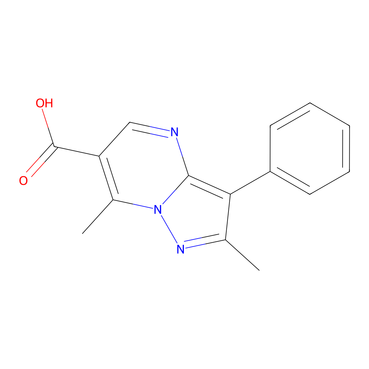 2,7-Dimethyl-3-phenylpyrazolo[1,5-a]pyrimidine-6-carboxylic acid molecular structure, CAS 853104-06-0