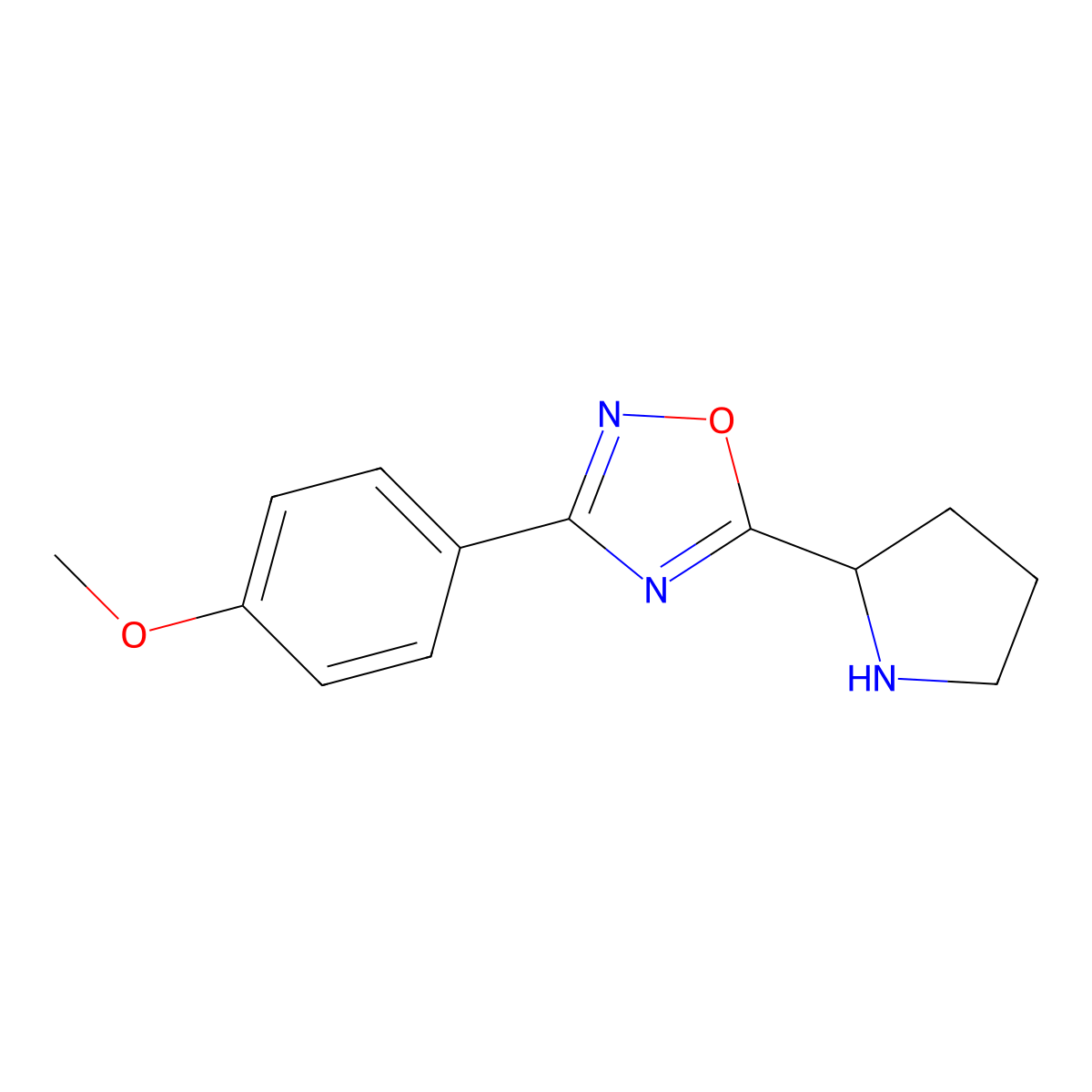 3-(4-Methoxyphenyl)-5-pyrrolidin-2-yl-1,2,4-oxadiazole molecular structure, CAS 853104-22-0