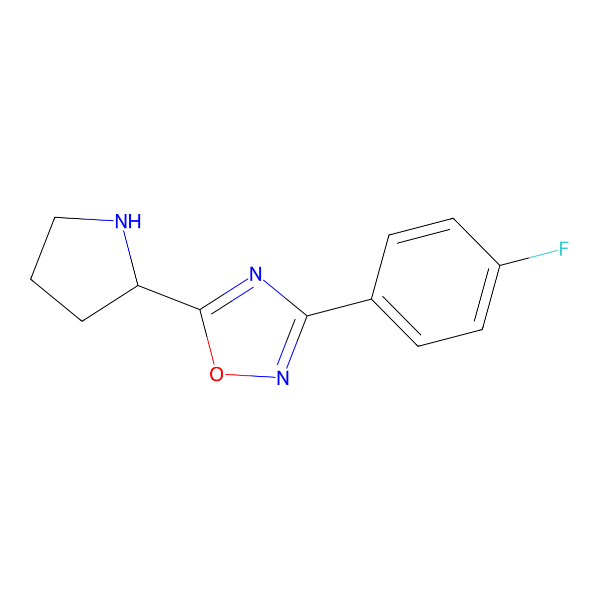 3-(4-Fluorophenyl)-5-pyrrolidin-2-yl-1,2,4-oxadiazole molecular structure, CAS 853104-26-4