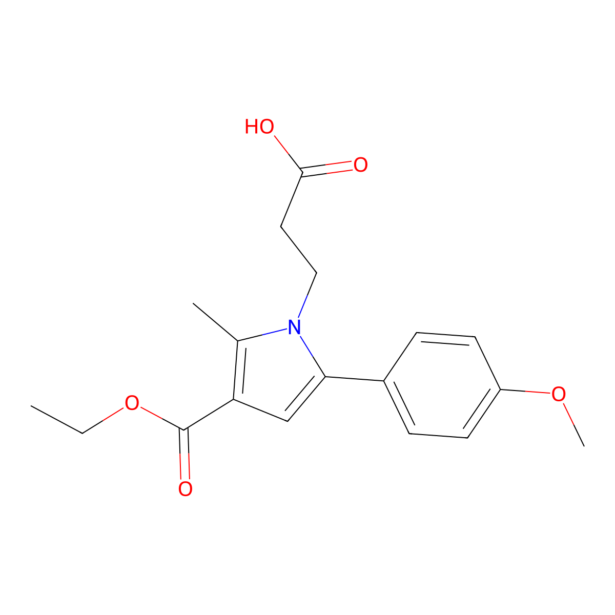 3-[3-(ethoxycarbonyl)-5-(4-methoxyphenyl)-2-methyl-1H-pyrrol-1-yl]propanoic acid molecular structure, CAS 853104-97-9