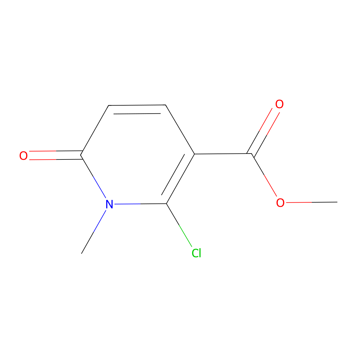 Methyl 2-chloro-1-methyl-6-oxo-1,6-dihydropyridine-3-carboxylate molecular structure, CAS 853109-24-7