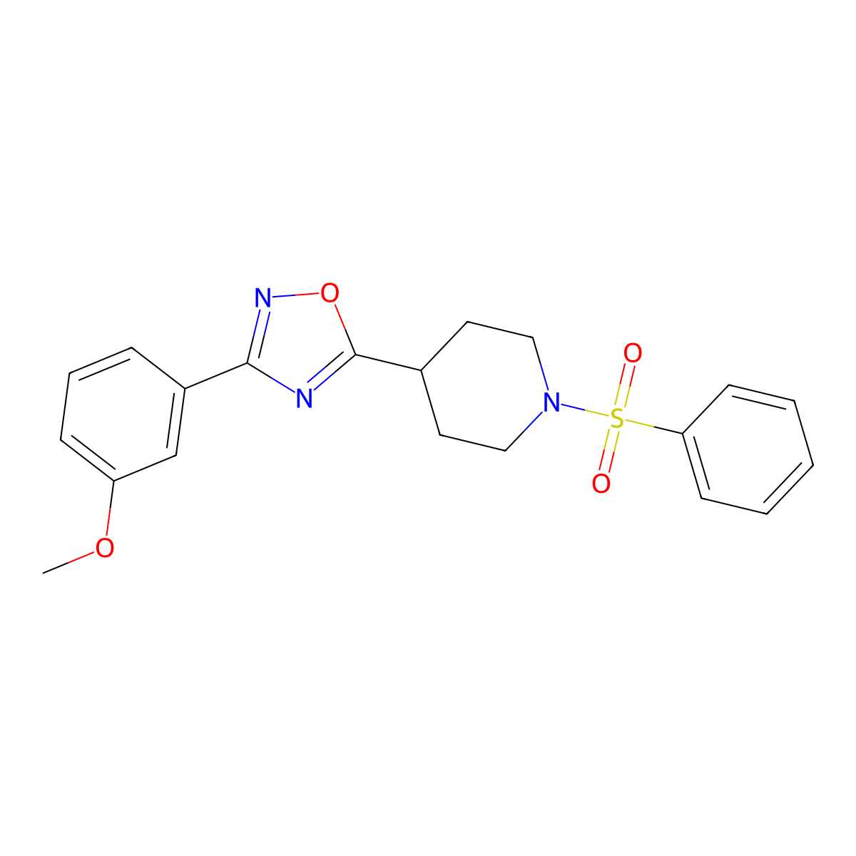 3-(3-Methoxyphenyl)-5-(1-(phenylsulfonyl)piperidin-4-yl)-1,2,4-oxadiazole molecular structure, CAS 853109-39-4