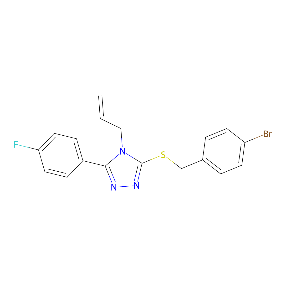 4-allyl-3-[(4-bromobenzyl)sulfanyl]-5-(4-fluorophenyl)-4H-1,2,4-triazole molecular structure, CAS 853149-91-4