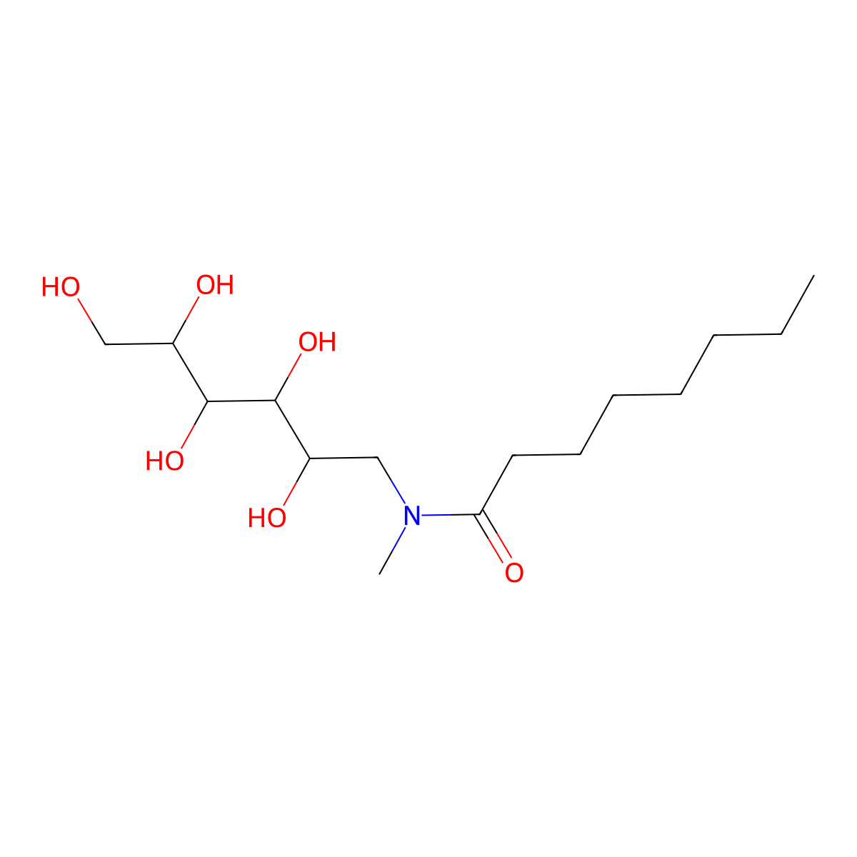 N-Octanoyl-N-methylglucamine molecular structure, CAS 85316-98-9