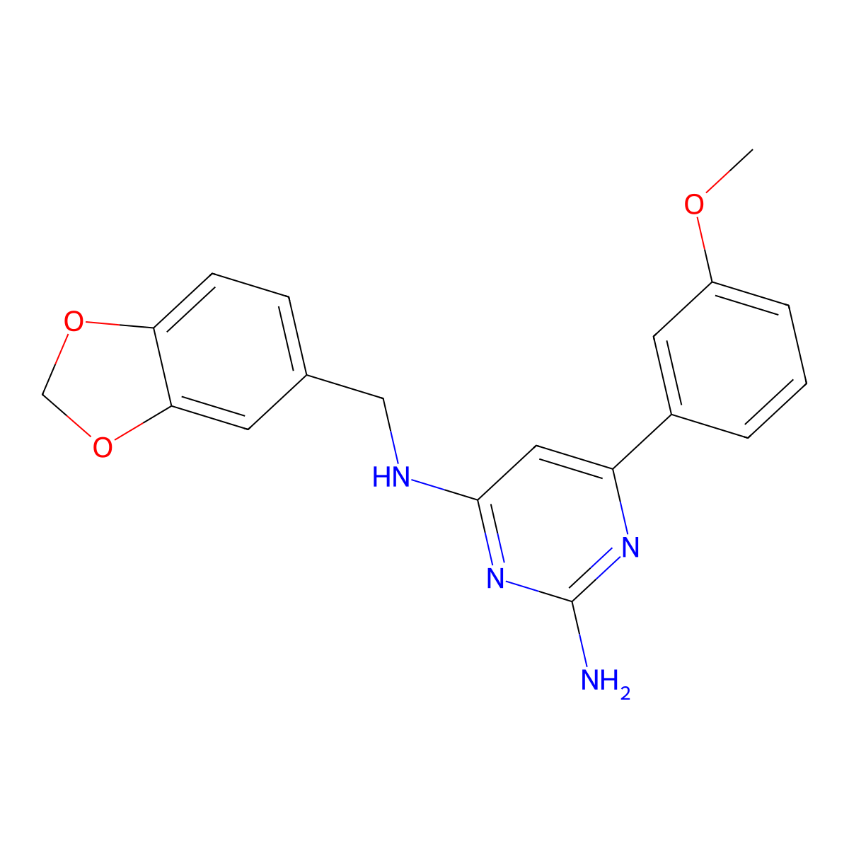 N4-(1,3-Benzodioxol-5-ylmethyl)-6-(3-methoxyphenyl)-2,4-pyrimidinediamine molecular structure, CAS 853220-52-7