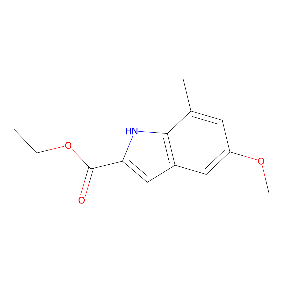 Ethyl 5-methoxy-7-methyl-1H-indole-2-carboxylate molecular structure, CAS 853226-48-9