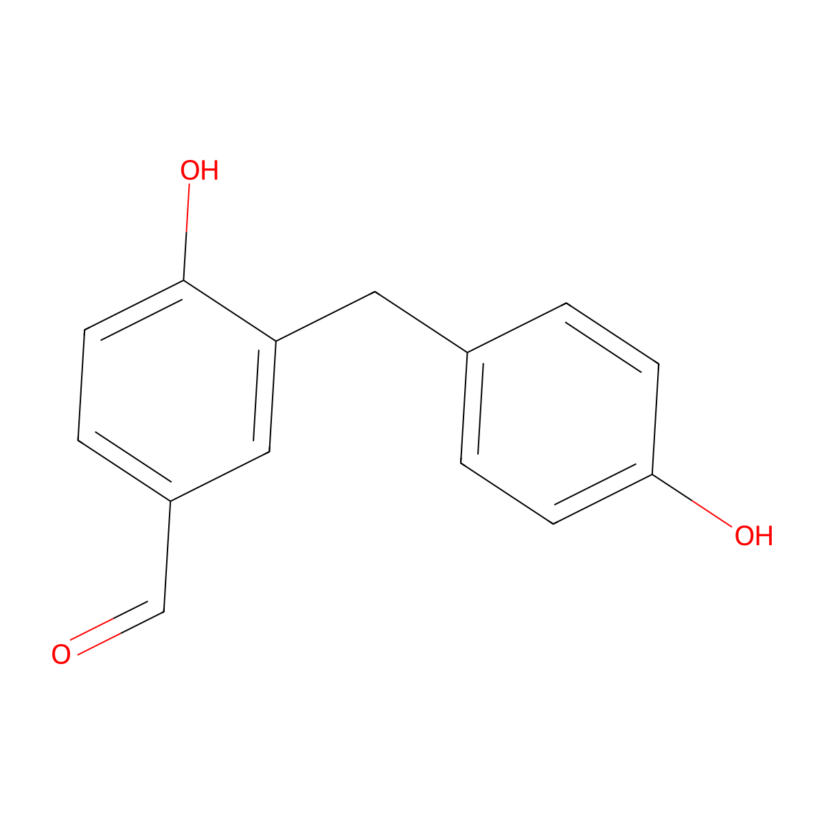 4-Hydroxy-3-[(4-hydroxyphenyl)methyl]benzaldehyde molecular structure, CAS 853233-62-2